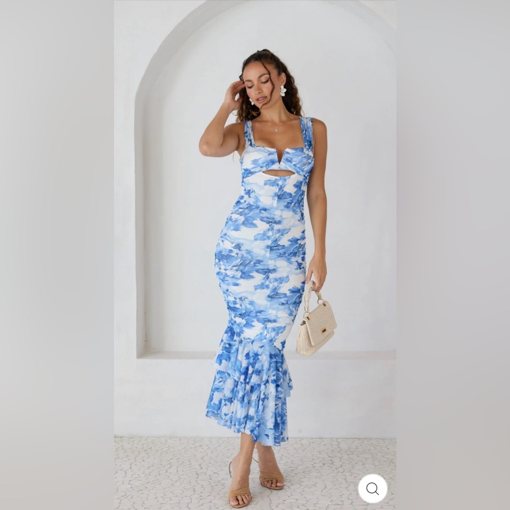 SAMARA MIDI DRESS - New York Steps - Blue and White Floral Women's Dress